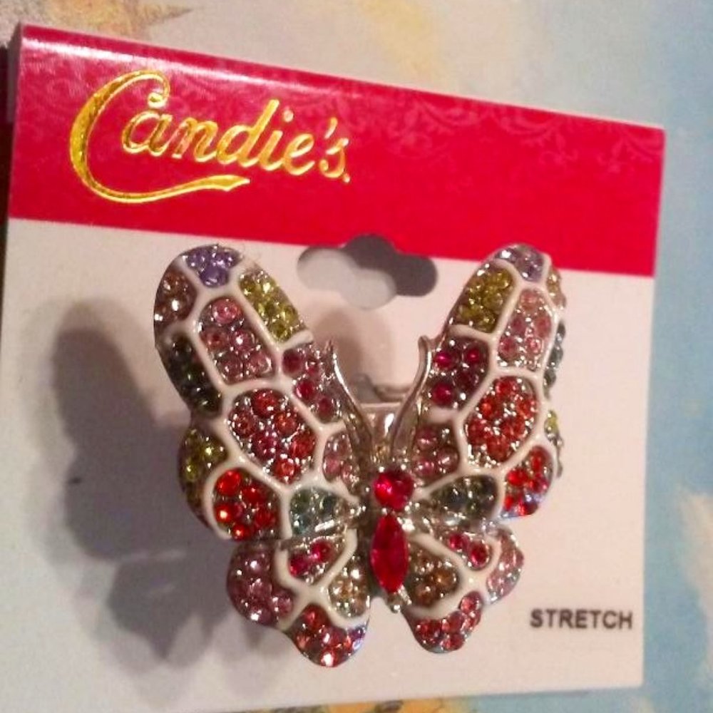 Candie’s Silver-Tone Simulated Crystal Butterfly